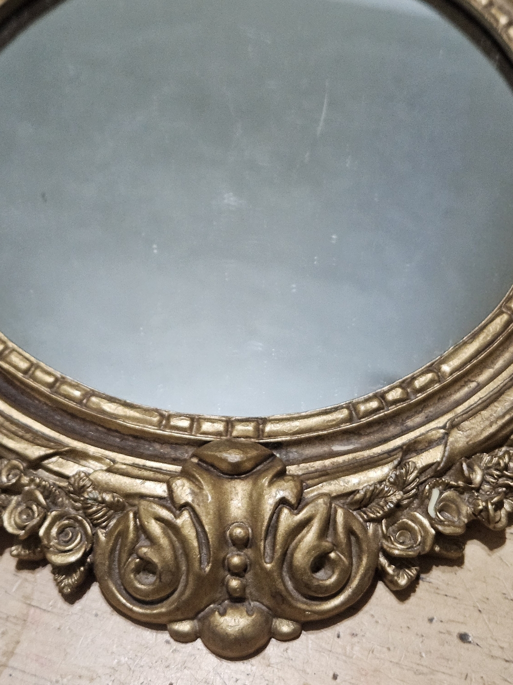 Vintage Rococo Style Oval Wall Mirror with a Gilded Ornate Ribbon Frame - Picture 8 of 10